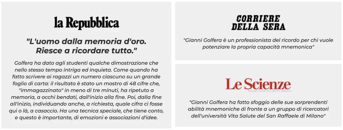 Citazioni da la Repubblica, Corriere della Sera e Le Scienze sul lavoro di Gianni Golfera